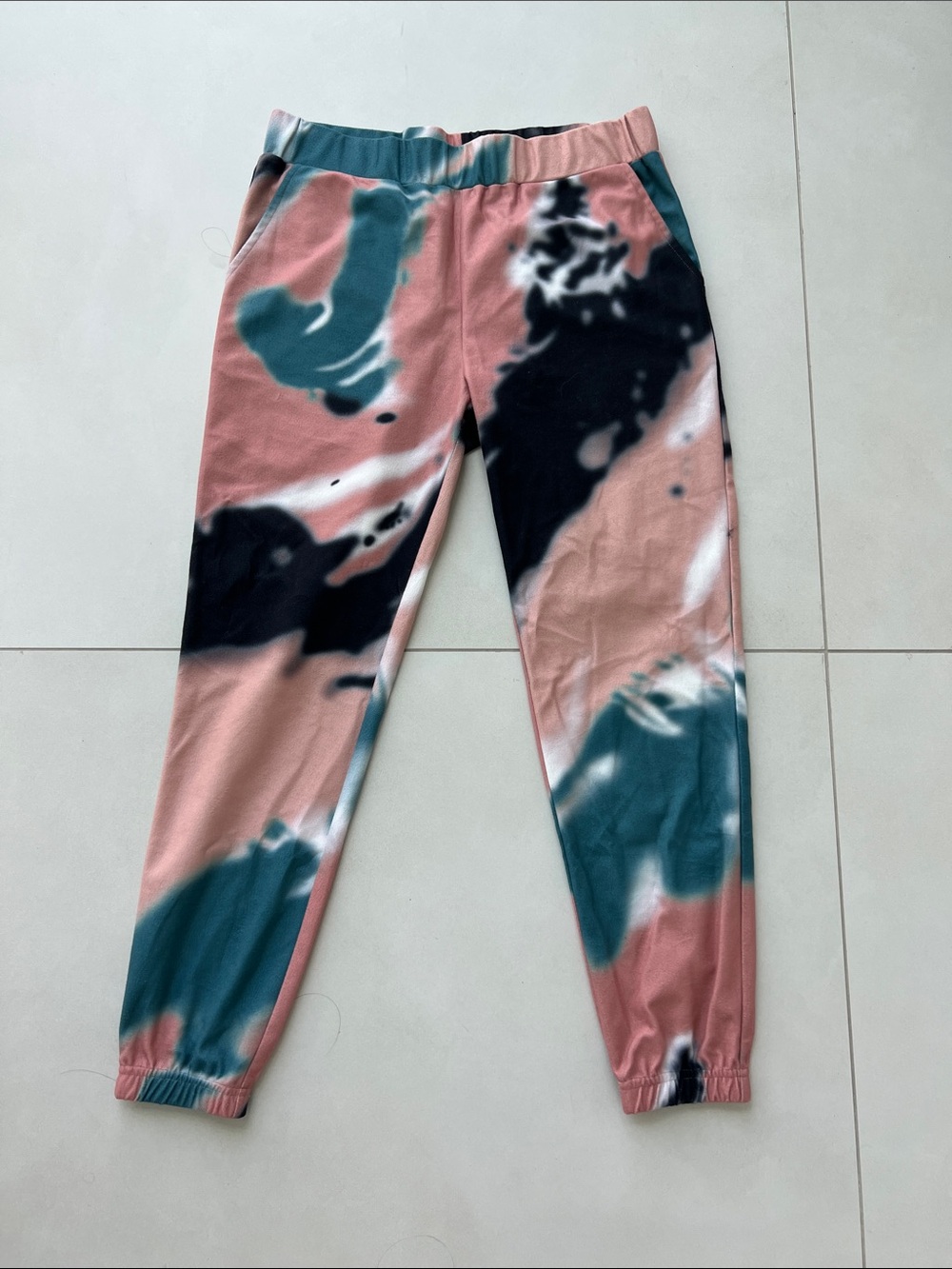 Kids Tie-Dye Joggers - Pink, Teal & Black